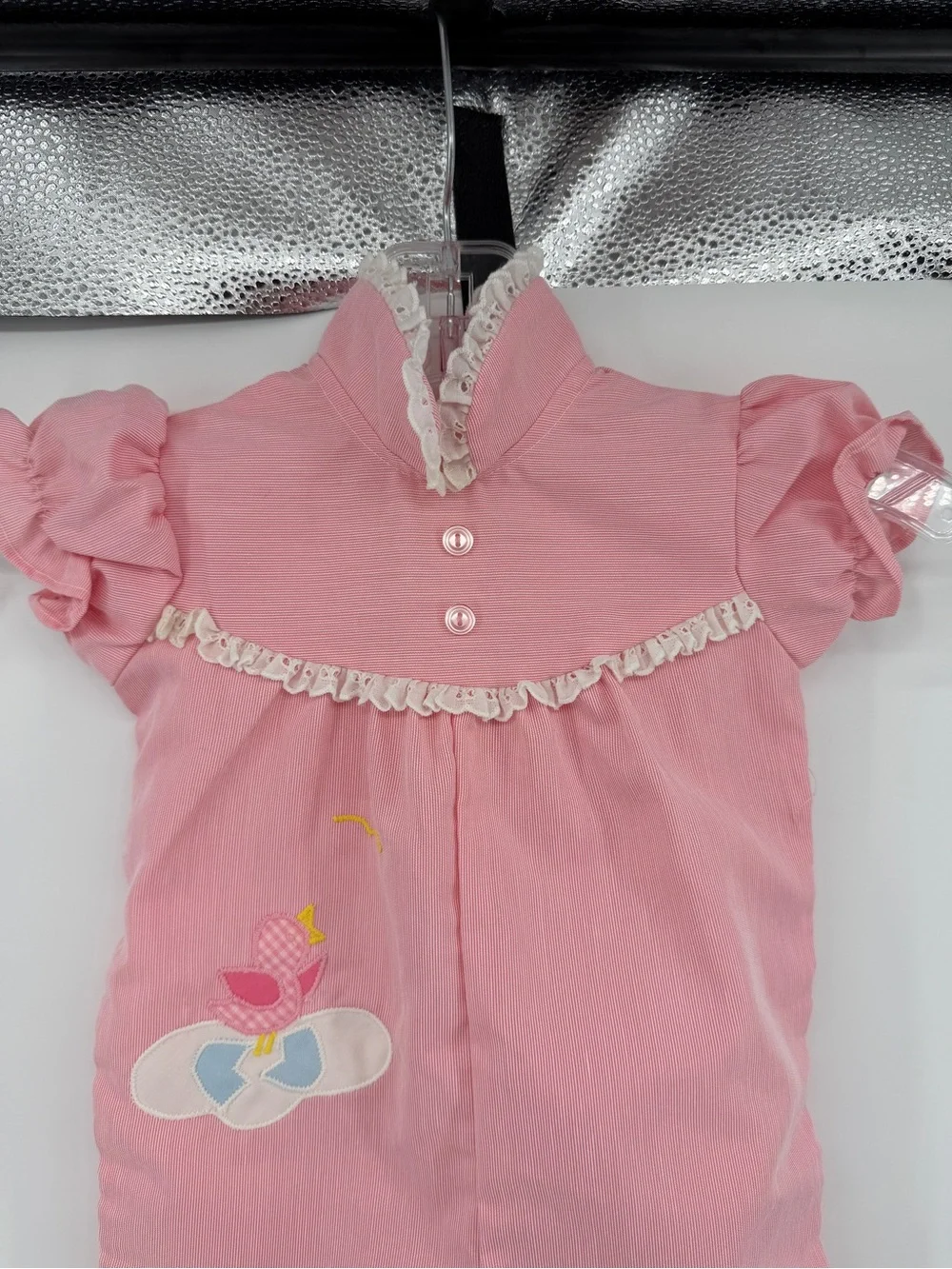 VTG Grandmillennial Cottagecore Coquette Thomas Pink Stripe Ruffle Romper 6-9M